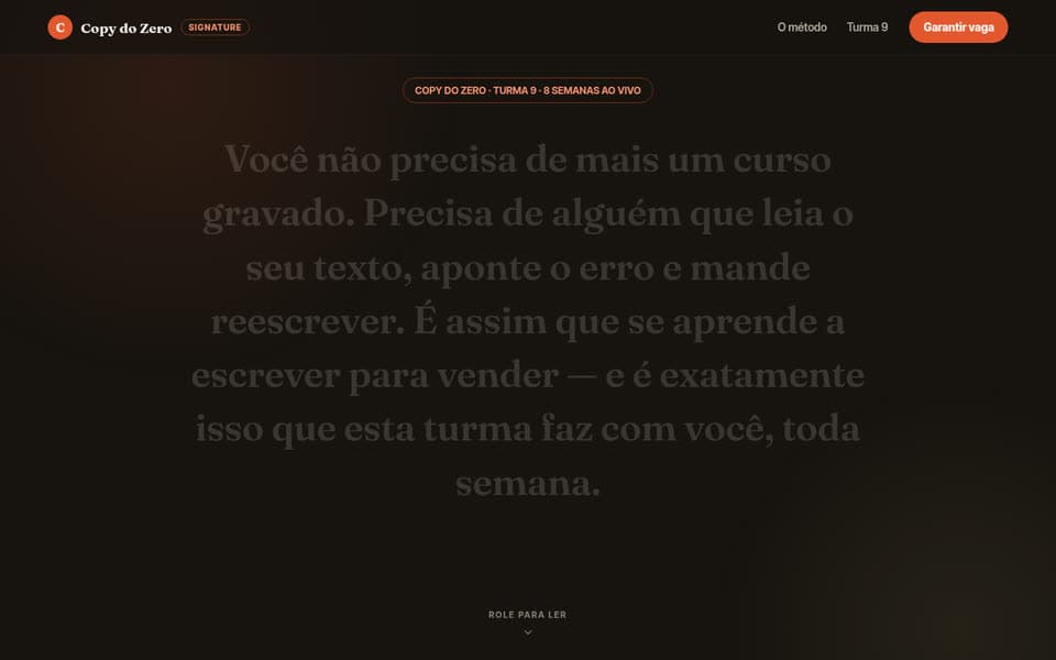 Prévia do template de landing page Curso Signature