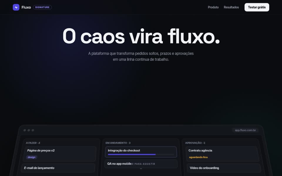 Prévia do template de landing page SaaS Signature