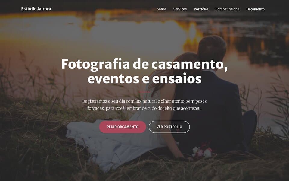 Prévia do template Fotógrafo, eventos e casamento do Vitrine