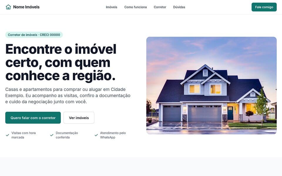 Prévia do template Imobiliária e corretor do Vitrine
