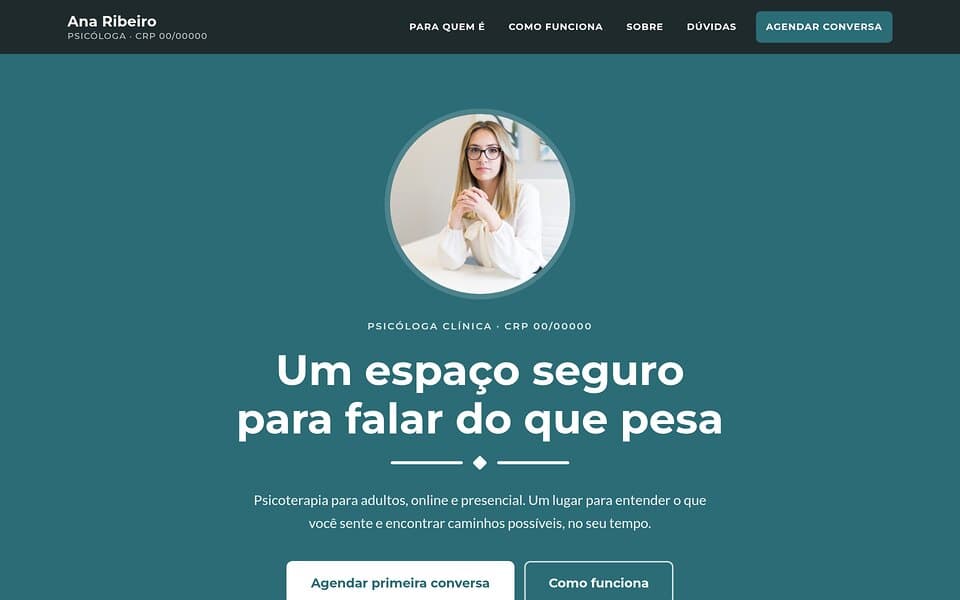 Prévia do template Psicólogo e terapeuta do Vitrine